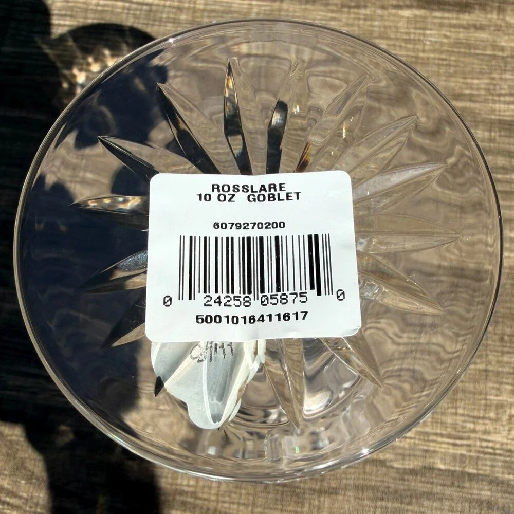 Waterford Rosslare Crystal Water Goblets Set of 4 Signed Ireland-1 Original Tag